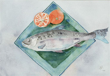 Trout & Orange watercolour